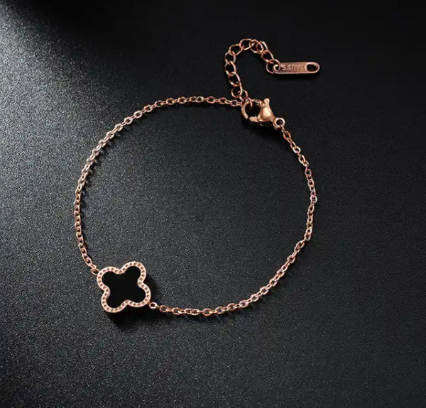 Gold Plated Four Leaf Clover Bracelet - Women & Girls