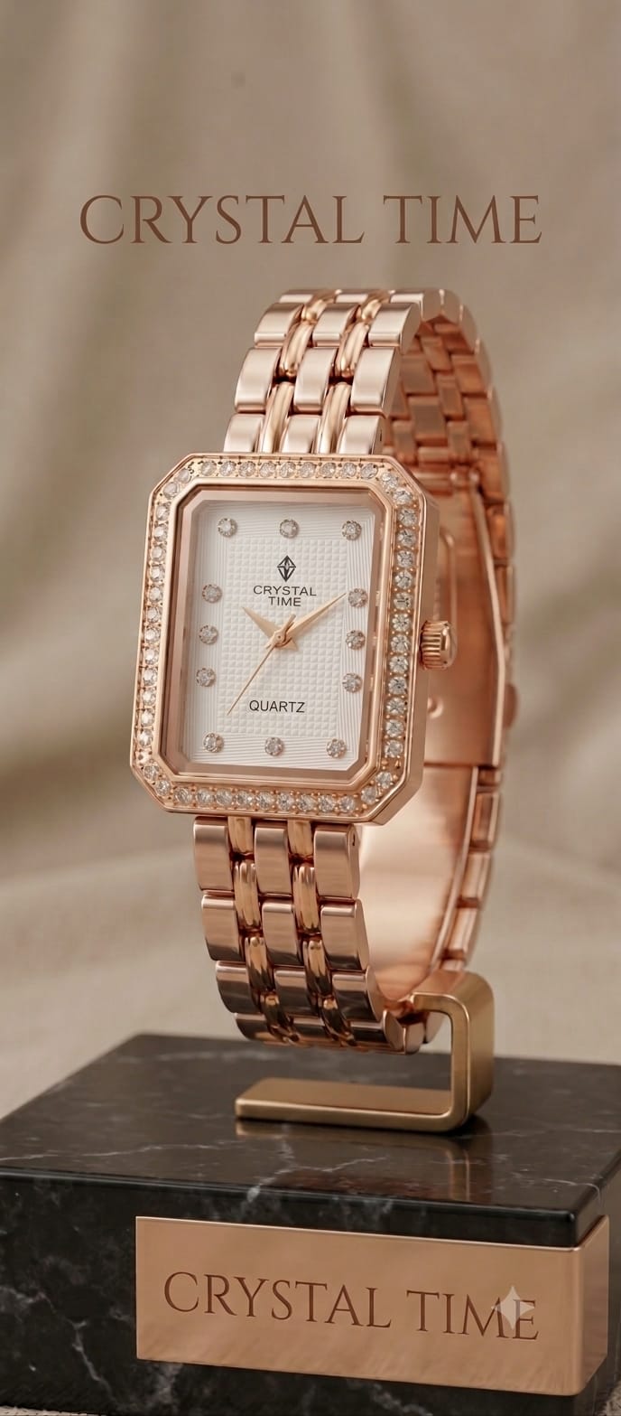 Crystal Time Ladies Square Watch