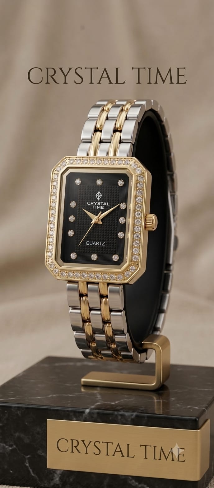 Crystal Time Ladies Square Watch