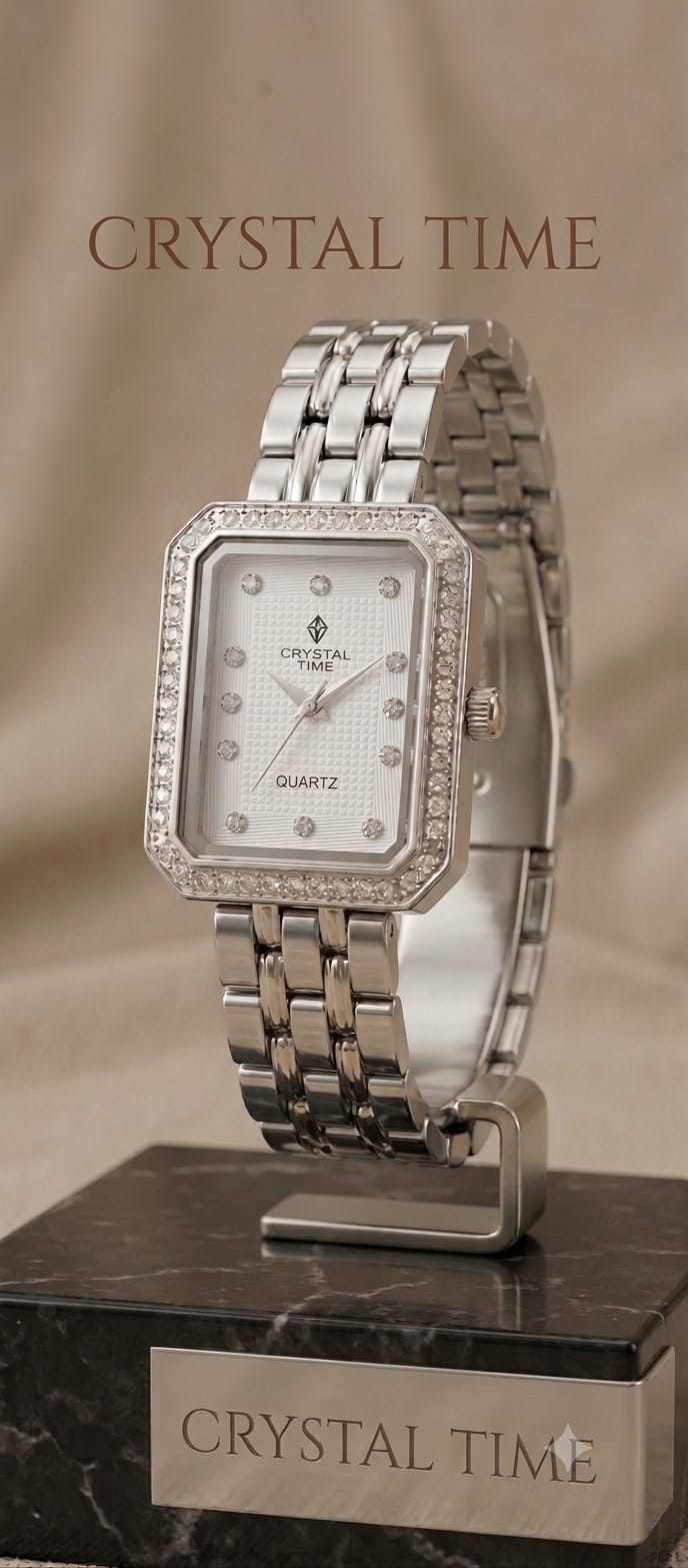 Crystal Time Ladies Square Watch